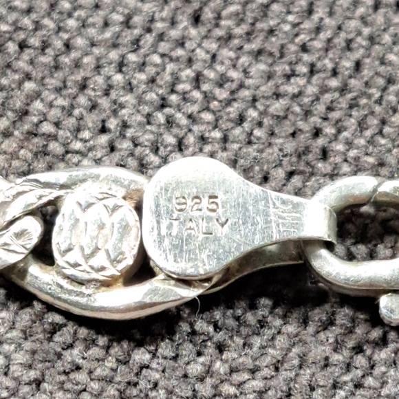 Vintage INV 925 Italy Silver Mariner Chain 19" 6mm x 10mm Links VG Marked - Picture 4 of 8